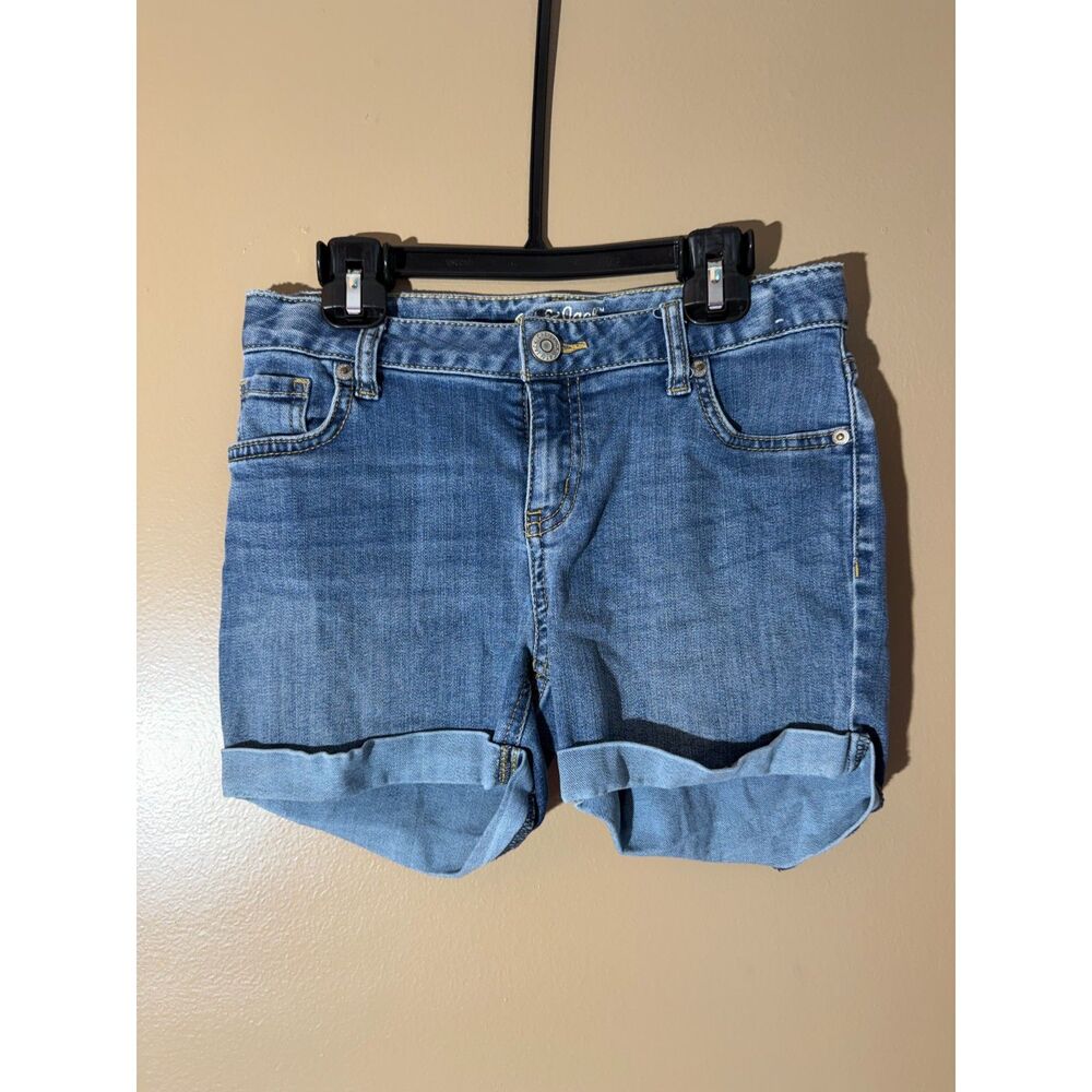 Cat & Jack Girls Denim Jean Shorts Size L 10-12 Light Wash Cuffed